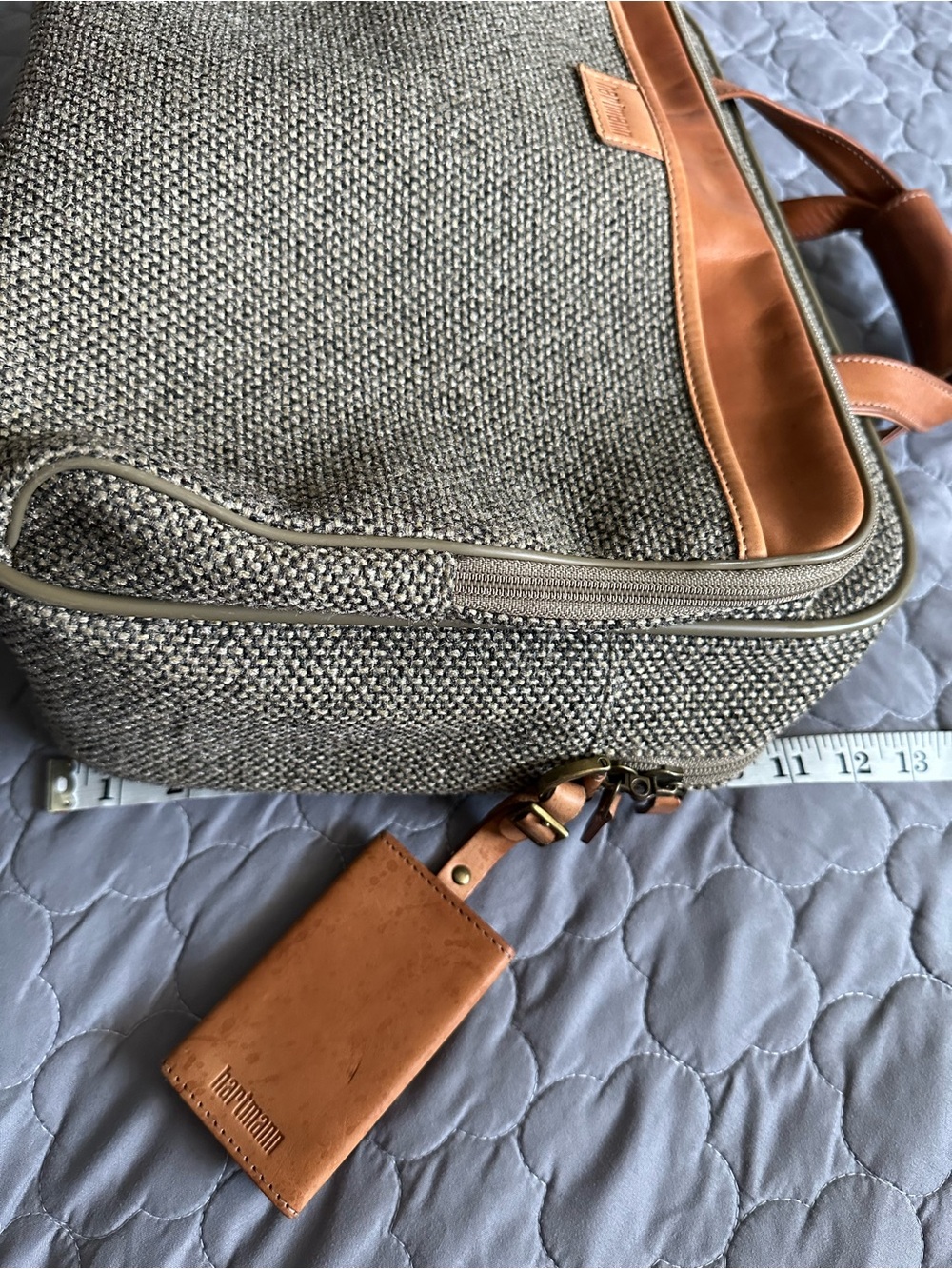 Vintage Travel Set Garment Bag & Carry Case in Brown Tweed with Leather Trim EUC - Picture 11 of 14
